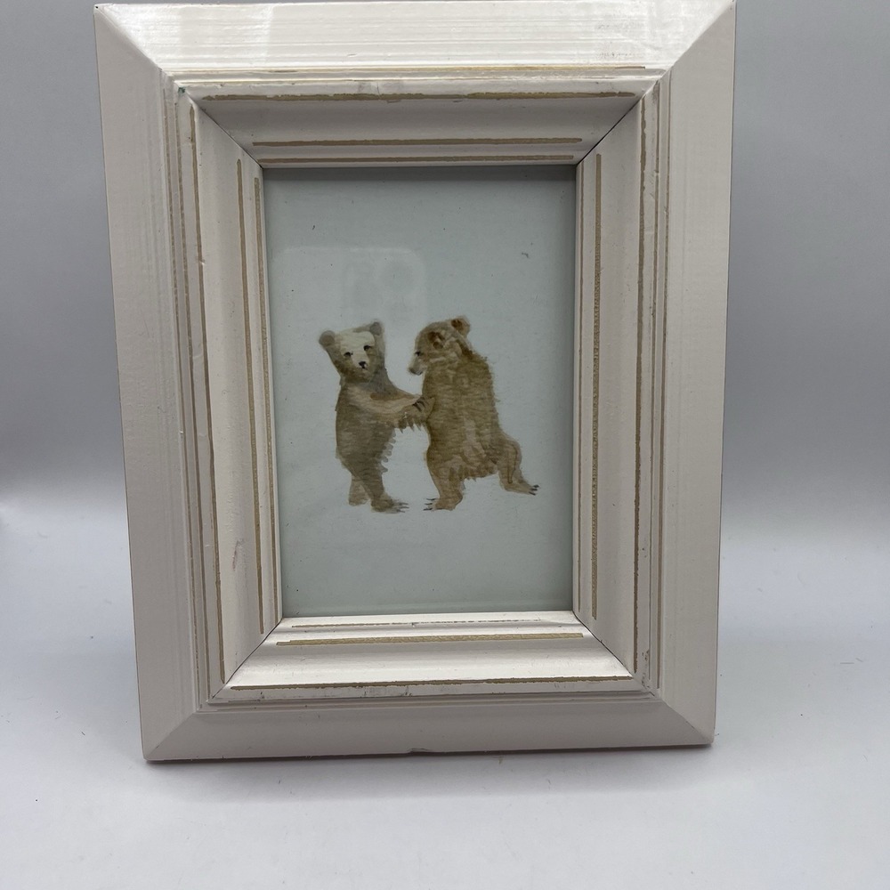 Sweet Framed Bears Playing Art Home Decor 5x3.5" Nursery Art Child's Room Decor